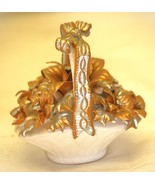 Bisque Floral Basket Home Decor b - $9.89