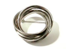 Chunky Twisted Open Circle Wreath Brooch Silver Tone Pin Estate Find - £5.59 GBP