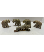 Elephant Hand Carved Marble Stone Figurines 5pc Lot - $384.78 MXN