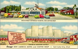  Linen Postcard  Covey&#39;s New American Hotel &amp; Coffee Shop Salt Lake City UT O12 - £3.12 GBP