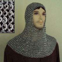 Medieval Coif Aluminum Chain Mail Armor Riveted Flat Washer Chainmail Ho... - £130.58 GBP
