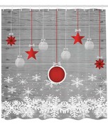 Christmas Shower Curtain Stars Baubles Snow Print for Bathroom - $376.33 MXN
