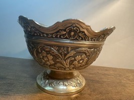 Vintage Silver Plated? Candy Dish Bowl Floral Victorian Style  - $15.00