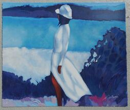 Nicola Simbari White Dress Signed Numbered LE Serigraph on Paper Beautif... - $345.51