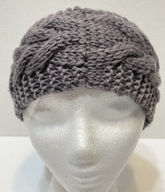Womens Handmade Knit Headband Ear Warmer Gray Stretchable Warmth - $8.64