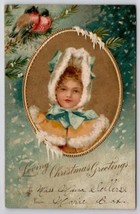 Christmas Greeting Pretty Gilr Portrait Gilded 1906 Millertown PA Postcard H37 - $8.95