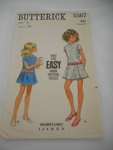 Vintage 70s Girls Size 4 Butterick dress pattern 5567 - $23.98