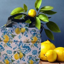 Yellow Lemons &amp; Blue Ribbons Insulated Lunch Bag Tote Lunch Bag Work Tote - £17.46 GBP