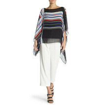 NWT Womens Size Small Nordstrom Vince Camuto Linear Stripe Sheer Poncho Blouse - £27.40 GBP