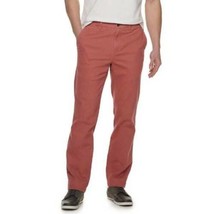 Mens Pants Sonoma Flat Front Straight Red Twill Casual $44 NEW-size 32x32 - £15.55 GBP