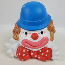 Vintage 1990s Circus Clown Coin Bank w/ Stopper Hand Painted Ceramic 6 I... - £15.58 GBP