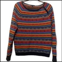 Tommy Hilfiger Fair Isle multi colored Sweater with side Zip at neck Siz... - $21.04