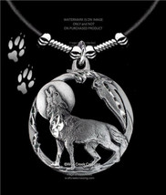 Moon Shadow Wolf Necklace Male Or Female - Wolves Eagle Feather Free Ship 24&quot;L&#39; - $20.76