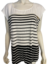 Calvin Klein Ivory and Black Striped Scoop Neck Sleeveless Top Size 2X - $21.84