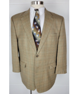 Ralph Lauren Mens Wool Silk Brown Glen Plaid Sport Coat Jacket 46R - £38.95 GBP
