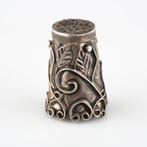 Vintage Mexico Sterling Silver Thimble with Delicate Filigree and Etching - £53.36 GBP