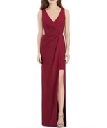 NWT Jenny Packham V Neck Crepe Column Gown Bridesmaid Dress Burgundy Sz ... - $135.73 CAD