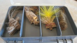 LOT OF 4 Vintage Natural Hair Mouse Fly  Series Fishing Lure  FEATHERS Y... - £20.07 GBP