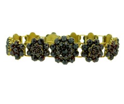 Genuine Natural Bohemian Garnet Link Bracelet Rose Cuts Jewelry (#J4754) - £403.65 GBP