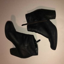 Nordstrom BP Leather Zip Up Wedge Heel Black Bootie Women&#39;s SZ 7 - £10.11 GBP