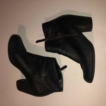 Nordstrom BP Leather Zip Up Wedge Heel Black Bootie Women&#39;s SZ 7 - £9.61 GBP