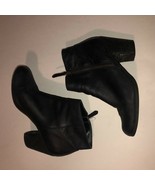 Nordstrom BP Leather Zip Up Wedge Heel Black Bootie Women&#39;s SZ 7 - $12.86