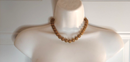 Vintage Mid Century Monet Goldtone Open Work Filigree Beaded Choker Necklace - £39.60 GBP