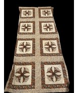 Fabric Panels Quilt Square Brown White Floral Cottagecore Pillow Huge Pi... - €63,26 EUR