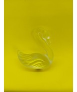 Vintage Fenton Art Glass Clear Frosted 4&quot; Swan Figurine Fenton  - $14.84