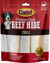 Cadet Premium Grade Beef Hide Chew Curls 1 lb Cadet Premium Grade Beef Hide Chew - £27.40 GBP