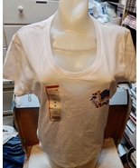 T Shirt 4th Of July 100% Cotton Ladies Collar Red/ White/Blue Flag NIB 278K - £5.92 GBP