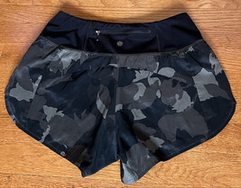 Athleta Run Free Shorts 3.5&quot; inseam Black Gray Camo Camouflage Active Li... - $24.72