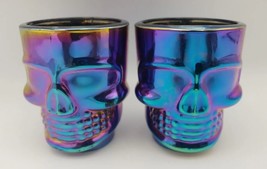 Skull Shot Glasses Circleware Rainbow Luster Set of 2 / 1.75oz. Bar  HALLOWEEN - £8.12 GBP