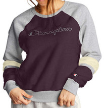 Champion Womens Super Fleece Faux fur Colorblocked Metallic logo Sweatshirt S - £42.92 GBP