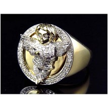 0.60 Ctw Brilliant Moissanite 14K Yellow Gold Plated Angel Band Men&#39;s Pi... - $2,845.68 MXN