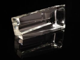 Dunhill Heavy Crystal Ashtray in original wood case.  No chips Measures 8.75" L image 7