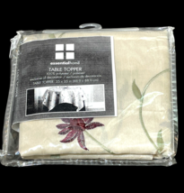 Essential Home Floral Embroidered Table Topper 35" x 35" Ivory Red Green... - $11.88