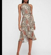 *NEW* EXPRESS PAISLEY HIGH NECK RUFFLE FIT AND FLARE DRESS - £38.65 GBP