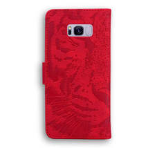 Anymob Samsung Phone Case Red Velvet Leather Flip Fashion Luxurious Tiger Emboss - £22.85 GBP