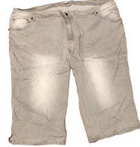 WOMAN WITHIN Distressed Long Shorts Cropped Jeans Plus Size 34W / 5X Light Gray - £11.77 GBP
