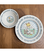 Vintage 90s 1992 Precious Moments 2pc Make A Joyful Noise Dinner Plate Bowl - $64.93 CAD