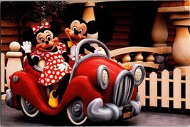 Vtg Postcard Mickey and Minnie Mouse in a Model T Ford &quot;Tin Lizzy&quot; Disneyland - £6.80 GBP