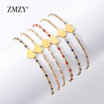 6PCS/LOT Heart Charming Bracelets &amp; Bangles For Women/Girls Gold Color Stainless - £29.75 GBP