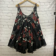Intimately Free People Tank Top Womens Sz S Black Floral Print FLAW - £15.85 GBP
