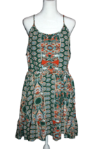 Pretty Garden Green Floral Dress Size XL Short Belted Sleeveless Lined - £17.72 GBP