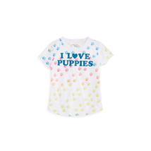 Chaser Big Kid Girls I LOVE PUPPIES Graphic Tee Size 14 Color White - £33.81 GBP