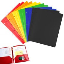 12 Poly Portfolio Two Pocket Folders 3 Hole Punch Prong Fasteners Letter Paper - £40.62 GBP