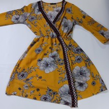 Scobe D50677 Women&#39;s Yellow Floral Elastic Waist Long Sleeve Dress Size ... - $26.72