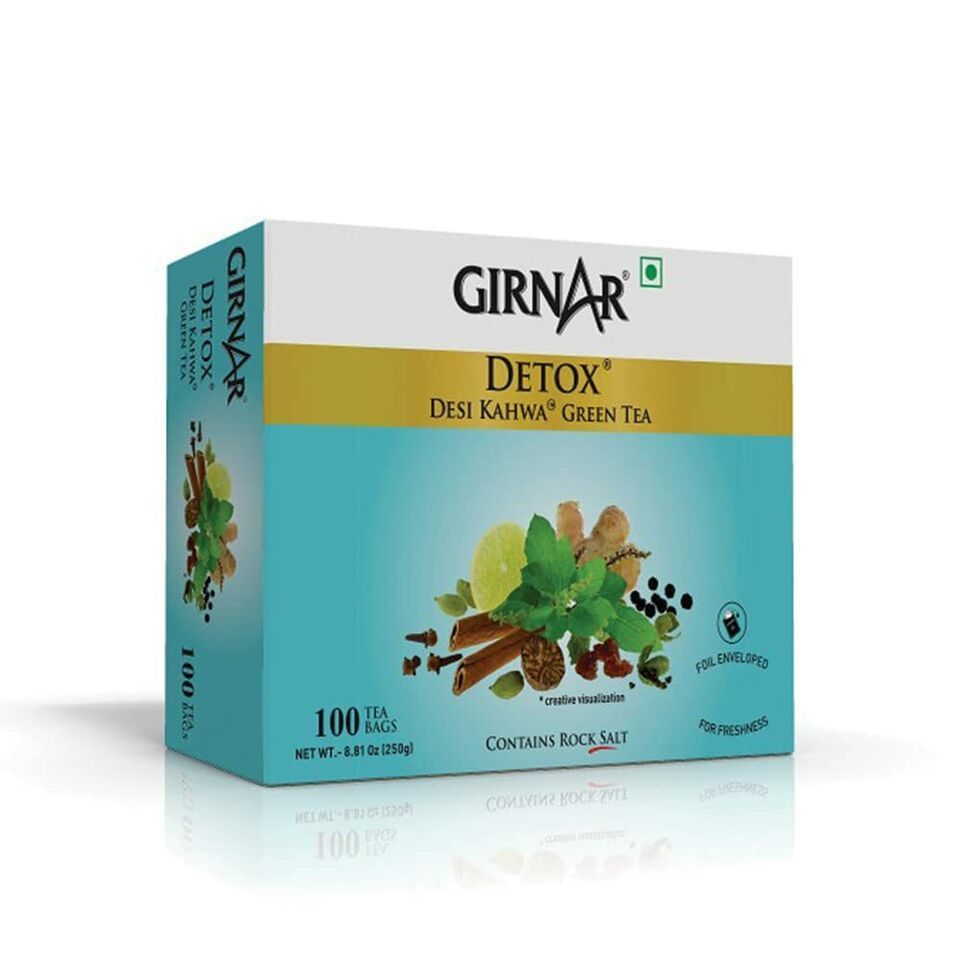 Primary image for Girnar Detox Green Tea, 100 Tea Bags  | 250 gm (Desi Kahwa)