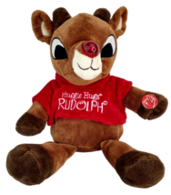 Huggie Hugs Rudolph The Red Nosed Reindeer 14&quot; Plush Talks Nose Glows SEE VIDEO - £8.50 GBP